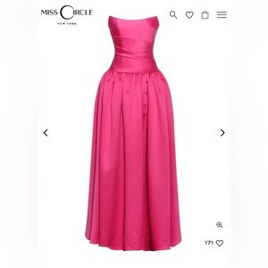 Walterina Fuschia Satin Strapless Drop Waist Corset Gown